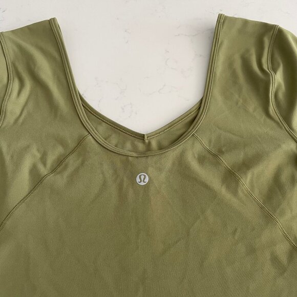 Lululemon Align SS Crop Nulu T Shirt Top Athletic Activewear Bronze Green Sz 8 - Picture 10 of 13
